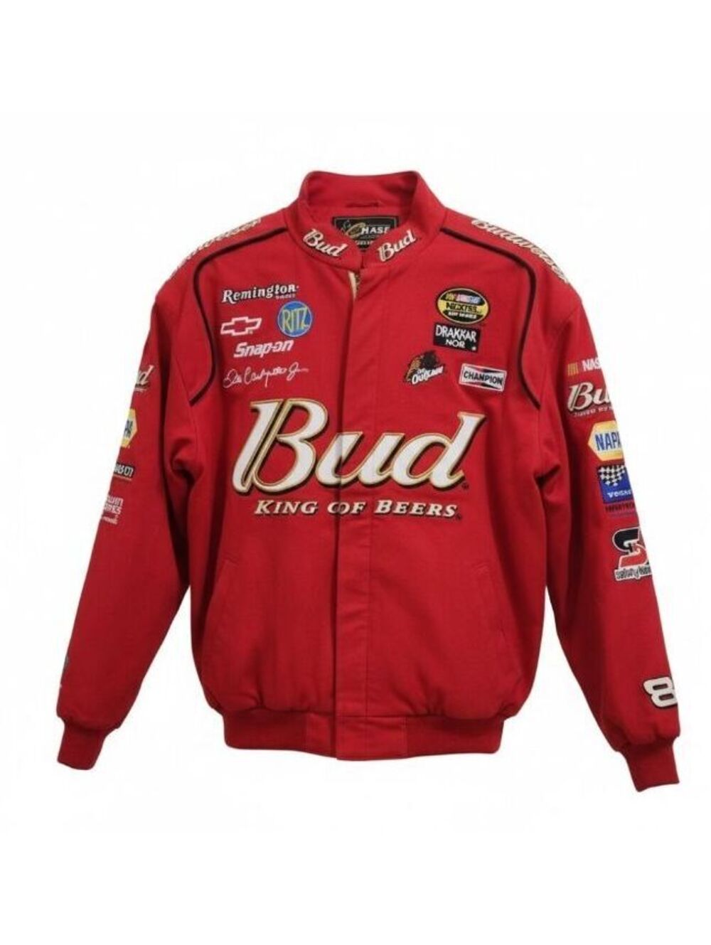 Vintage Dale Earnhardt Jr Budweiser NASCAR Racing Jacket Chase Authentics L Red
